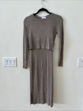 seraphine layered knitted dress in oatmeal